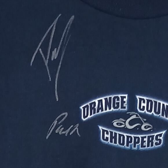 Orange County Choppers VTG SZ XL Navy Graphic Tee Autographed By Paul NWT - Picture 6 of 8